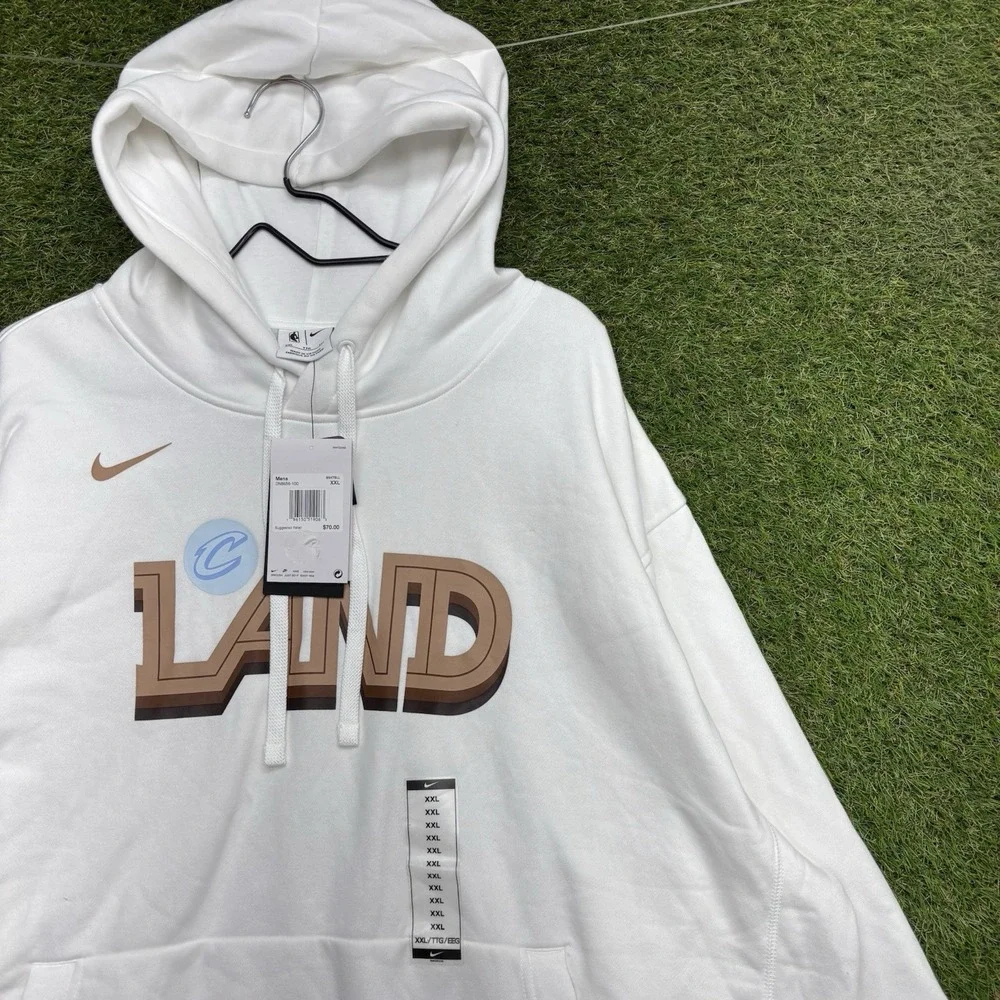 Cleveland Browns Nike Hoodie Mens 2XL Throwback Logo Club Pullover White NWT